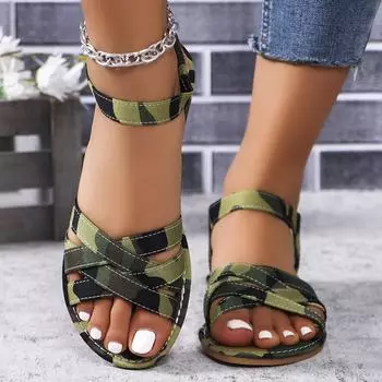 Модные женские сандалии-балетки 2024 Новые Уютные Повседневные Женские Туфли Роскошные Для Ходьбы Новые Сандалии для Ходьбы Летние Уличные Пляжные Сандалии Вьетнамки 36 армия зеленый