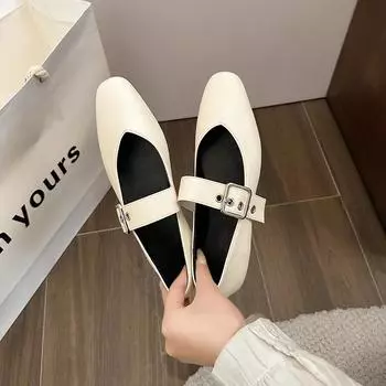 Модные женские сандалии балетки женские остроносые заклепки одинарные туфли неглубокие женские сандалии на толстой подошве Мэри Джейн Zapatos De Mujer 35 бежевый