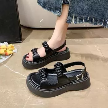 Модные женские сандалии большого размера 35 чёрный