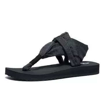 Модные женские сандалии для йоги на бретельках, плоские шлепанцы, женские пляжные повседневные сандалии, обувь для отдыха для женщин, нескользящие мягкие тапочки 36 чёрный
