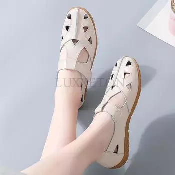 Модные женские сандалии, летние, натуральная кожа, женская обувь ручной работы, кожаные сандалии, женские туфли на плоской подошве, пляжная обувь в стиле ретро для мам 43 35 белый