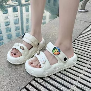 Модные женские сандалии, летние, новые, для отдыха и путешествий, плоские шлепанцы на платформе для дома и улицы, мягкие летние пляжные тапочки для дома 35-36 чёрный