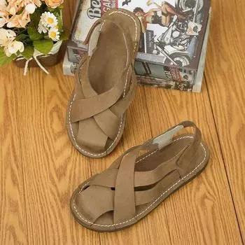Модные женские сандалии Летние женские туфли с открытым носком Плоские сандалии для женщин Нескользящие удобные легкие прогулочные сандалии 35 бежевый
