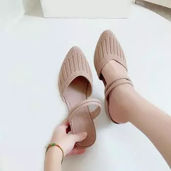Модные женские сандалии, мюли, тапочки для пляжа, закрытые носки, женские каблуки, ремешки, танкетки, обувь для женщин, пластиковые сандалии 36 телесный
