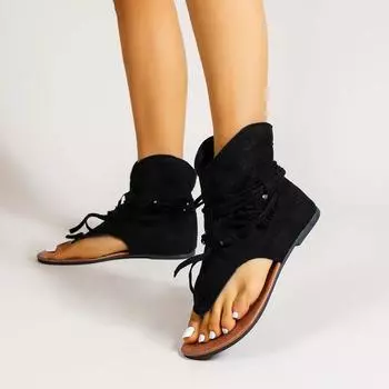 модные женские сандалии на плоской подошве летние дышащие ботинки для отдыха пляжные кожаные ретро-гладиаторские сандалии Sandalias De Mujer Verano 2024 35 бежевый