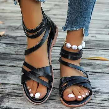 Модные женские сандалии Новые модные повседневные туфли на плоской подошве Пляжные тапочки Прогулочные сандалии Брендовые шлепанцы Женские роскошные дизайнерские сандалии 35 чёрный