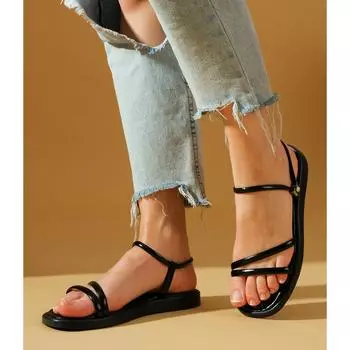 Модные женские сандалии с двойной полосой на удобной подошве 020-7516-23