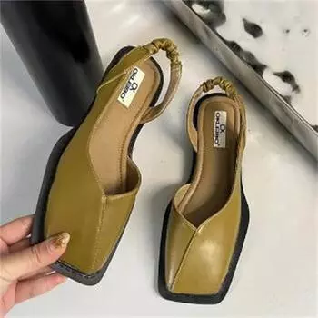 Модные женские сандалии с квадратным носком, летняя обувь, женская элегантная женская обувь на плоской подошве с эластичной лентой для вечеринок 36 чёрный