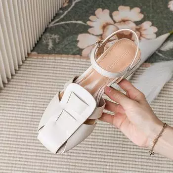 модные женские сандалии с закрытым носком модные плетеные полые ретро римские сандалии 2024 новые туфли на плоской подошве студенческие сандалии де мухер 35 абрикосовый