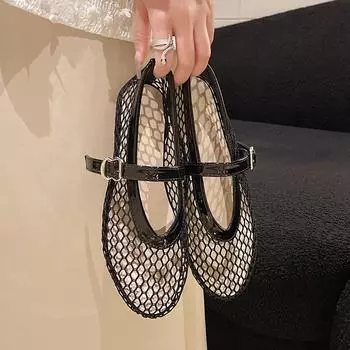 Модные женские сандалии, сетчатые туфли на плоской подошве, летняя обувь, босые женские повседневные черные гладиаторы на низком каблуке, удобные на распродаже 2024 года, тренд 36 чёрный