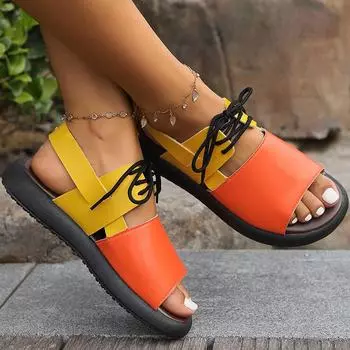 модные женские сандалии удобные летние сандалии обувь для женщин новые плоские сандалии летние туфли на шнуровке сандалии женские повседневная обувь 36 темно-коричневого