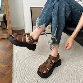 Модные женские сандалии в римском стиле, новые, с закрытым носком, для активного отдыха, бестселлер, однотонные, повседневные, с открытым носком, с ремешком-пряжкой, сандалии на плоской подошве 35 серебряный