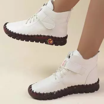 Модные женские сапоги 2024 года, новые популярные зимние сапоги до щиколотки, ручная работа, нитки для мам, дизайнерская обувь из хлопка для женщин, водонепроницаемые короткие зимние сапоги 35 бежевый