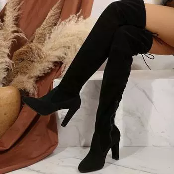 Модные женские сапоги 2024 года, новые высокие сапоги выше колена, кожаные сапоги на каблуках, женские сапоги большого размера, модная уличная сексуальная обувь для женщин 36 серый