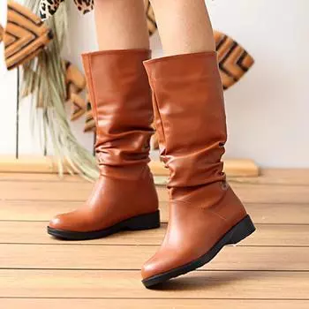 Модные женские сапоги без шнуровки на толстом каблуке A112-20