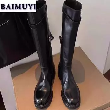 модные женские сапоги до колена на платформе массивные туфли челси каблуки 2025 тренд ретро мягкая кожа готика зимние короткие плюшевые снежные ботинки женские 35 чёрный