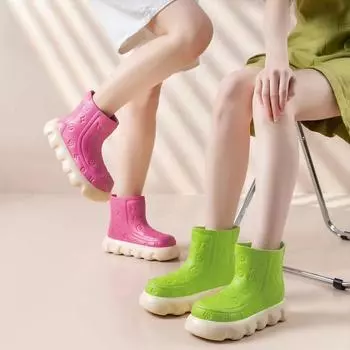 Модные женские сапоги EVA для активного отдыха, водонепроницаемые сапоги из прочного материала, галоши, женские галоши, дождевые туфли, водонепроницаемые женские дождевые туфли 36 чёрный