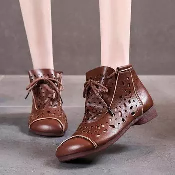 Модные женские сапоги, летние новые кожаные женские сандалии на шнуровке, повседневные римские туфли для женщин, ботильоны в готическом стиле 41 коричневый
