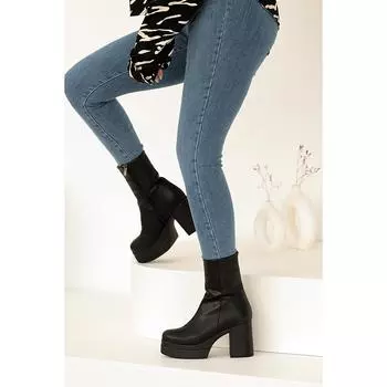 Модные женские сапоги на каблуке с высокой подошвой и молнией 37-454-22