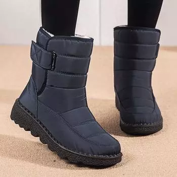 Модные женские сапоги на низком каблуке, зимние сапоги для женщин, зимние сапоги Botas Mujer 2024, трендовые ботильоны с мехом, элегантные сапоги на каблуке 35 синий