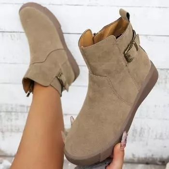 Модные женские сапоги премиум-класса с трубой, новые зимние теплые сапоги из плюшевой шерсти 2024 года, плоские нескользящие мотоциклетные сапоги большого размера 35 хаки
