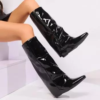 Модные женские сапоги с прямым бочонком, остроносые рыцарские сапоги, женские тонкие брюки, длинные сапоги, модная удобная элегантная обувь для отдыха на природе для женщин 35