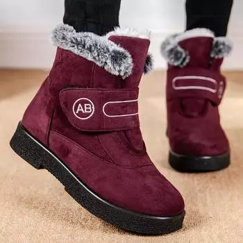 Модные женские сапоги теплые меховые Botas Mujer 2024 зимняя обувь для женщин ботильоны зимние сапоги на низком каблуке черные элегантные резиновые туфли 36 чёрный