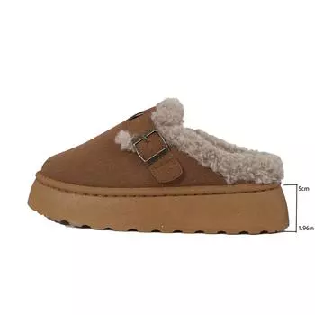 модные женские сапоги весна/осень, обувь для улицы, увеличивающая рост, с круглым носком, с пряжкой на ремне для женщин, повседневные сапоги на платформе 2024 36 коричневый