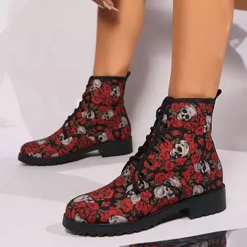 модные женские сапоги весна/осень с круглым носком на низком каблуке для женщин, модные туфли на платформе со шнуровкой, нескользящие сапоги до середины голени 36