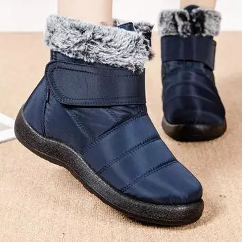 Модные женские сапоги, водонепроницаемые зимние сапоги с мехом, сохраняющие тепло, ботильоны, зимняя обувь для женщин 2024 года, новые резиновые ботинки Mujer 35 чёрный