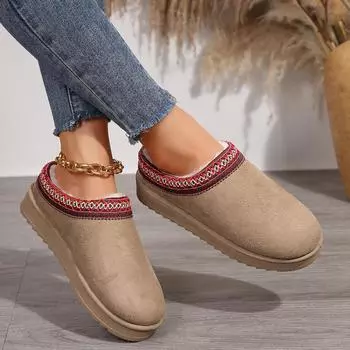 Модные женские сапоги зимние брендовые меховые короткие плюшевые теплые зимние сапоги женские 2024 новые модные туфли на плоской платформе для женщин Zapatos De Mujer 36 бежевый