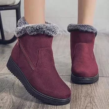 модные женские сапоги зимние мягкие туфли для женщин сапоги женские туфли на молнии женские туфли с круглым носком большие размеры зимняя меховая обувь Botas Mujer 35 коричневый