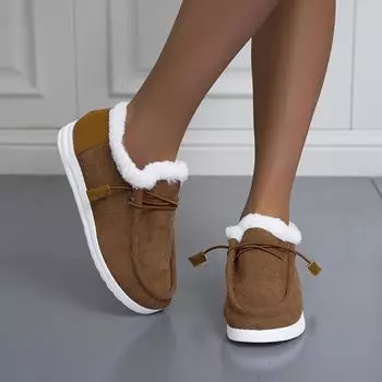 Модные женские сапоги, зимние новые толстые сапоги для снега, женские, бархатные, утолщенные, мохнатые, большого размера, хлопковые туфли для женщин, размер 43 35 чёрный