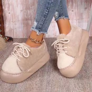 Модные женские сапоги зимние плоские с круглым носком теплые короткие плюшевые сапоги женские лоскутные туфли с перекрестным узором на плоской подошве для женщин Zapatos De Mujer 36-37 бежевый