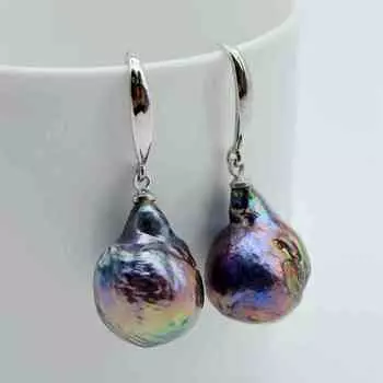 Модные женские серьги, черные большие серьги с жемчугом в стиле барокко, серебряные серьги диаметром 12-13 мм, серьги с жемчугом и каплей воды, подарок матери