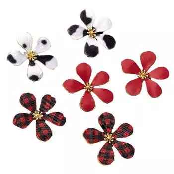 Модные женские серьги-цветы с леопардовым принтом белый