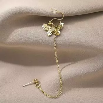 Модные женские серьги-гвоздики золотого цвета, элегантные милые серьги-гвоздики с милой темпераментной цепочкой, ювелирные изделия для девочек