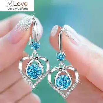 Модные женские серьги из нержавеющей стали с сердечком и крестом, длинные, с кристаллами, бриллиантами, сапфирами, розовыми драгоценными камнями, кулон для свадьбы, помолвки розовый