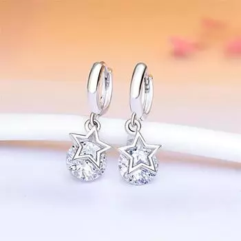 Модные женские серьги из стерлингового серебра 925 пробы, женские ювелирные изделия, модные круглые серьги со звездами, женские аксессуары для принцессы на юбилей