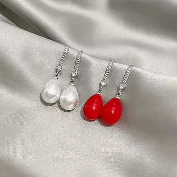 Модные женские серьги-капли серебряного цвета с искусственным жемчугом, элегантные блестящие круглые серьги-гвоздики с искусственным жемчугом 6