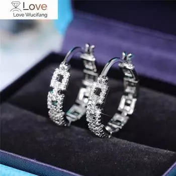 Модные женские серьги-кольца с блестящими кристаллами CZ, нежные женские аксессуары для вечеринок, изысканные дизайнерские украшения