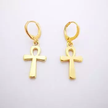 Модные женские серьги-кольца золотого цвета, египетский крест Анк, женские Brincos Pendientes для женщин, египетские ювелирные изделия, вечерние африканские подарки золотой