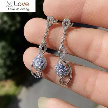 Модные женские серьги-подвески с бриллиантами из циркония, свадебные аксессуары для помолвки, подарка на годовщину дня рождения, ювелирные изделия