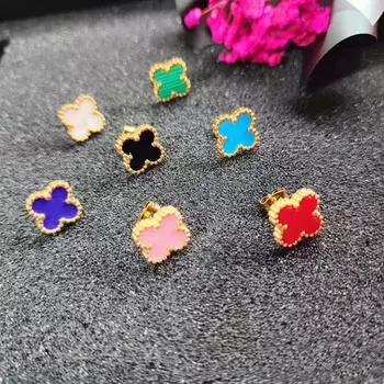 Модные женские серьги с четырехлистным клевером Серьги из титановой стали Серьги из нержавеющей стали Не теряют цвет Персонализированные серьги