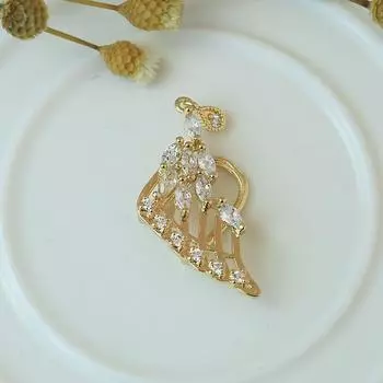 Модные женские серьги с цирконием в виде крыльев ангела (Один) Серьги-гвоздики Клипсы для ушей Украшения для ушей с кристаллами жёлтый