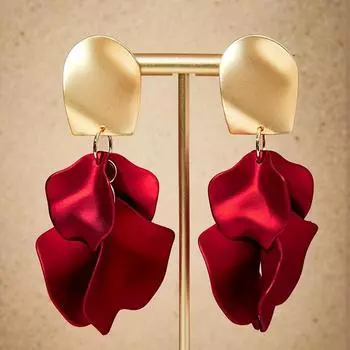 Модные женские серьги с лепестками роз, длинные серьги-подвески с акриловым цветком, свадебная одежда для вечеринок, ювелирные изделия, аксессуары, подарок красный