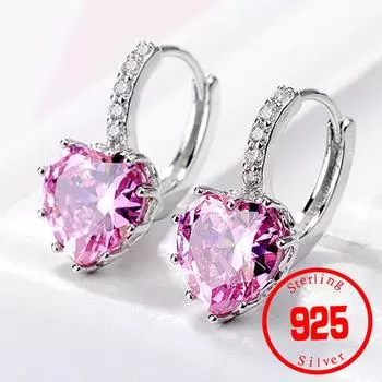 Модные женские серьги с темперой в форме сердца, синие классические кристаллы и цирконы, подвеска, ювелирные изделия для невесты, свадьбы, помолвки, подарка, ювелирные изделия красный