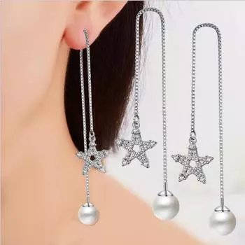 Модные женские серьги со звездным жемчугом для женщин, аксессуары для вечеринок, новые модные серьги из серебра 925 пробы для девочек, рождественский подарок