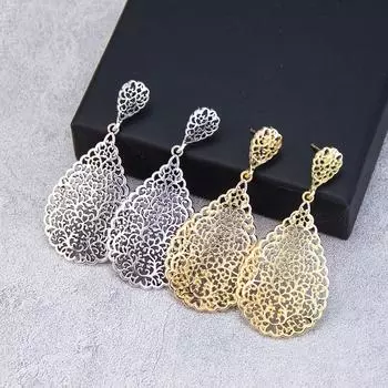 Модные женские серьги в богемном стиле, простые полые арабески, серьги в стиле панк, арабская невеста, свадебные украшения, ретро, серебряный цвет золотой