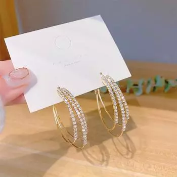 Модные женские серьги в стиле Европы и США, атмосферные, полностью украшенные стразами, супер-вспышки, серьги-гвоздики, темпераментные, индивидуальные, прилив.